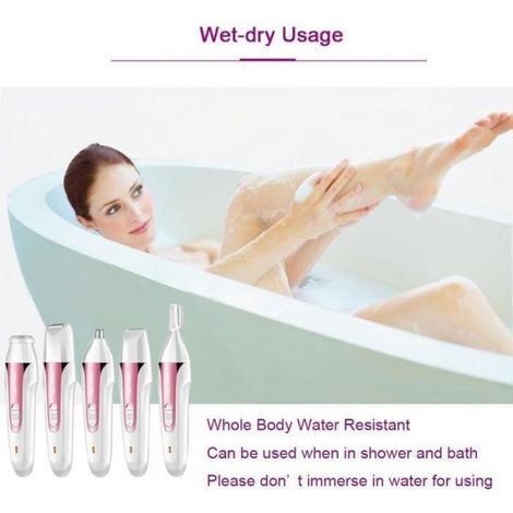 Épilateur Électrique Épilation 5 en 1 Femme Hair Remover Rechargeables Rasoir Dame Rasage Épilation Imperméable (1/4)