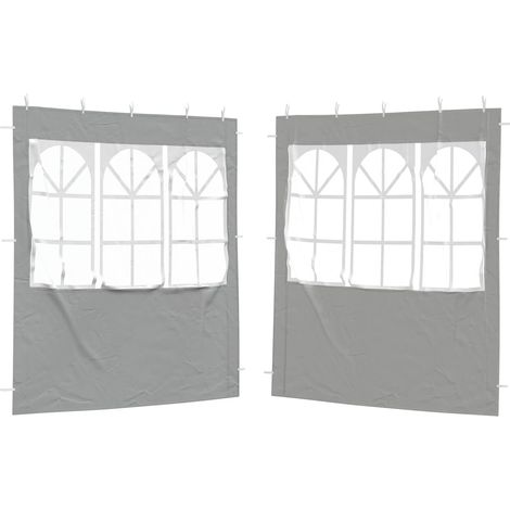 Party Tent Sidewall 2 pcs 200 x 195 cm Light Grey PE and Steel vidaXL