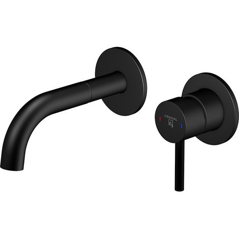 Steinberg 100 - Grifo empotrado de lavabo, instalación de 2 orificios, negro mate 100 1804 3 S