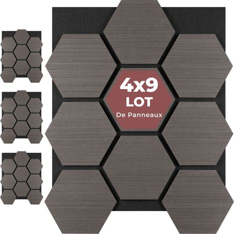 Panneaux acoustiques Sonic Shield aspect bois - Chêne gris, Lot de 4 (1/5)