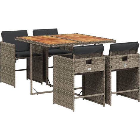 Maison Exclusive - Set da Pranzo da Giardino 5 pz con Cuscini in Polyrattan Grigio