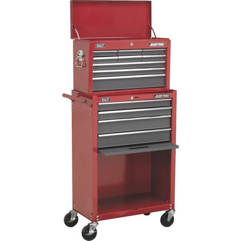 Sealey Topchest & Rollcab Combination 13 Drawer with Ball-Bearing Slides - Red/Grey AP22513BB