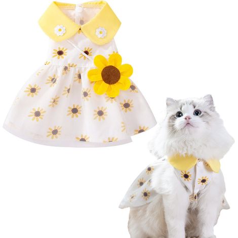 Robe pour chien, douce et respirante, élégante, en dentelle, motif floral, motif tournesol, pour petit chien