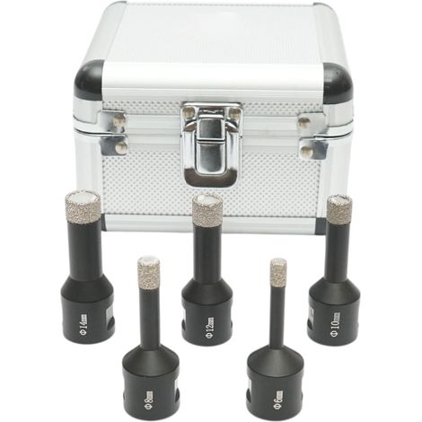 Set di 5 punte diamantate per carotaggio da 6, 8, 10, 12, 14 mm, filettatura interna M14 per piastrelle in ceramica, marmo e granito Breckner Germany (1/5)