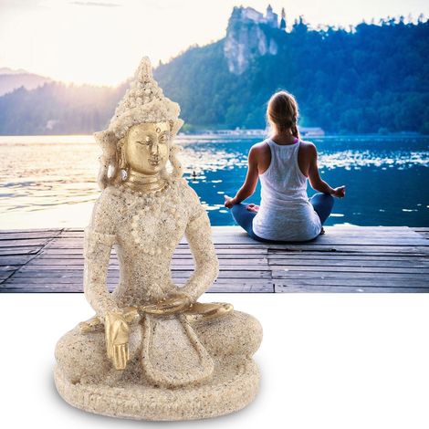 Statuette de Bouddha assis en méditation, sculpture, objet de décoration pour la maison (B Or) (1/5)
