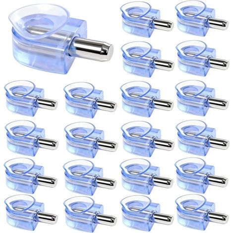 26 Pièces Support Etagere Support Etagere Verre avec Ventouse Fixation Étagère Armoire Rangement pour Meuble Placard Bibliothèque, Tige 5 mm