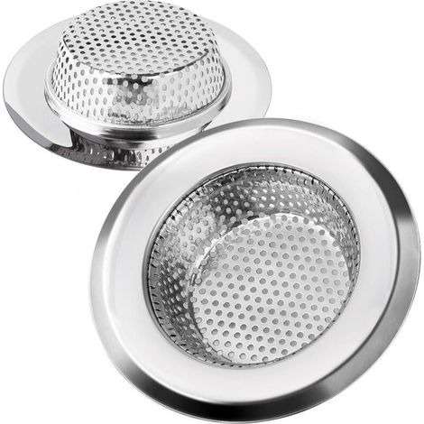 Filtre à Évier Cuisine Filtre de Vidange en Acier Inoxydable Drains d’Evier Durables Anti-colmatage Crépine Idéal pour Éviers de Maison Cuisine Bain Lavabo, 11.3cm de Diamètre 2 Pièces (1/5)