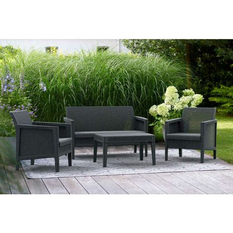 Keter Set Salotto da Giardino Atlas Finitura Juta Grafite con Cuscini (1/5)