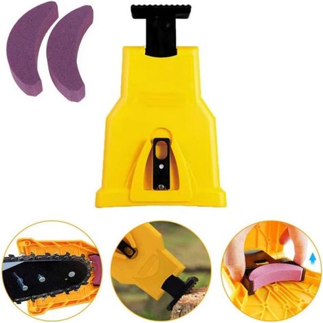 1 unidad, Afilador portátil de sierras de cadena, Seguro y eficiente, Amarillo, 22142,6 cm, Adecuado hojas sierra doble guía 14 16 pulgadas (1/5)