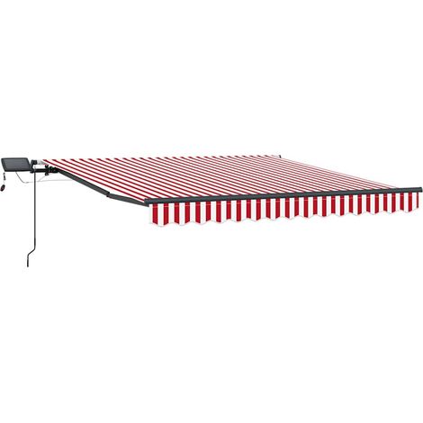 Toldo retráctil Rojo y blanco 350 x 250 cm Tela y Aluminio vidaXL (1/5)