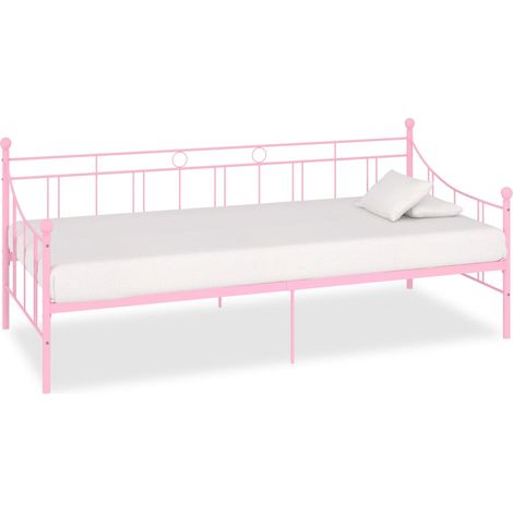 284671 vidaXL DayBed Frame without Mattress Pink Metal 90x200 cm (1/5)