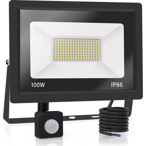 1PACK - Projecteur LED détecteur de mouvement 100W,10000LM Projecteur LED Exterieur Avec Detecteur Blanc Chaud(3000K) Imperméable IP66 Projecteur LED exterieur de sécurité pour, garage, couloir