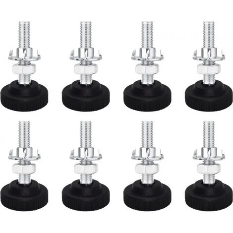 Lot de 8 vis de nivellement réglables pour pieds de meubles en métal M8 x 50 mm