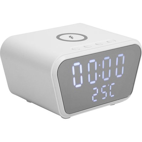 Réveil sans fil avec chargeur et testeur de température intégré, 10 W, blanc (1/5)