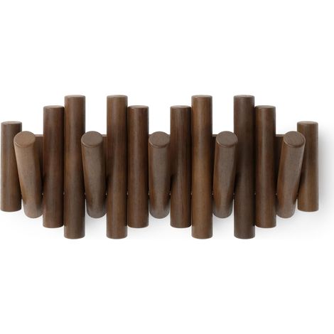 Gancho de pared con 5 ganchos, madera natural, 37,1 x 16,5 x 4,4 cm (color nogal) (1/5)