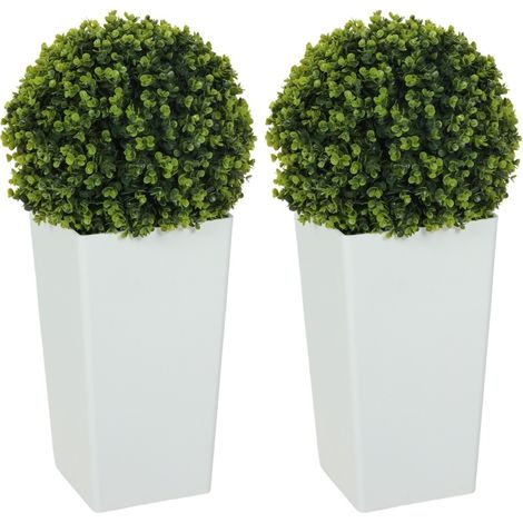 Set di 2 sfere di eucalipto artificiale 65 cm in plastica verde con protezione UV (1/5)