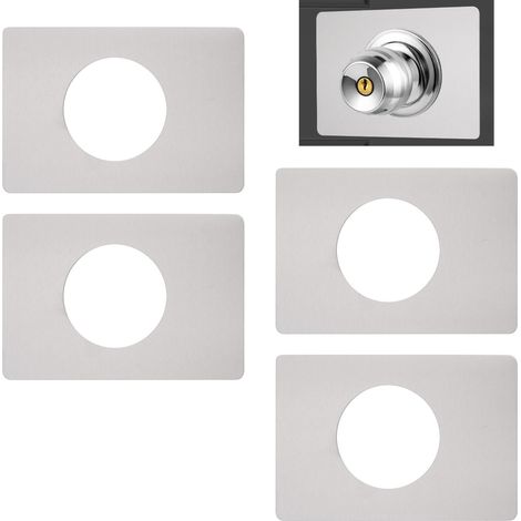 Plaque de renforcement pour serrure de porte, kit de réparation autocollant pour poignée de porte en acier inoxydable 4 pièces, plaques carrées pour fixation de poignée de porte (argenté (1/5)