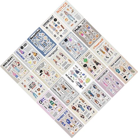 20 feuilles d'autocollants décoratifs romantiques et mignons à faire soi-même, pour album photo/scrapbooking (Type 2) (1/5)