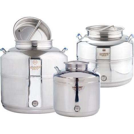 BIDONI BIDONE CONTENITORE FUSTO ACCIAIO INOX PER OLIO SANSONE LT.30