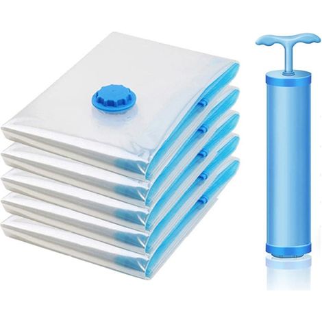 Filiyano-Lot de 5 sacs de compression réutilisables pour vêtements Gain de place de 80 % dans valise et armoire 80 × 60 cm (1/5)