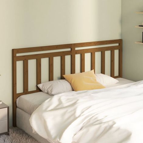 Cabecero de cama madera maciza de pino marrón miel 186x4x100 cm vidaXL (1/5)