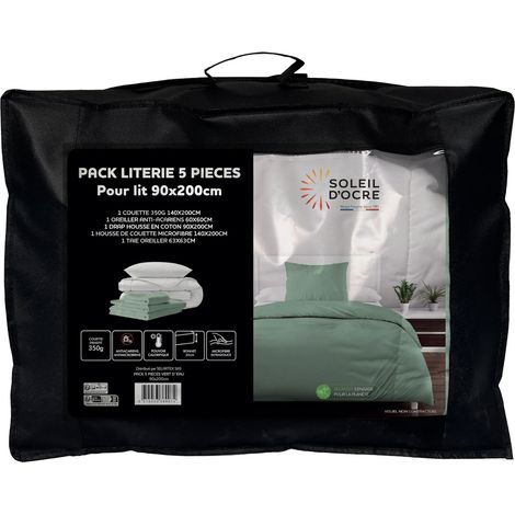 Ensemble Couette et Parure 5 Pièces Boheme Vert Eau pour lit en 90x200 cm (1/5)
