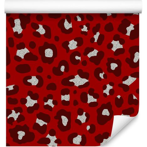Papier peint motif peau d'animal orange, rouge et bordeaux 50x1000 cm (1/4)