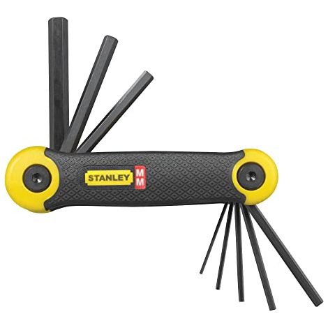 Stanley – Clé mâle mixte 8 pièces – Acier au silicium – Hexagonales 1,5-2-2,5-3-4-5-6-8 mm – Finition phosphate noir – Normes ISO 2936 et DIN 911
