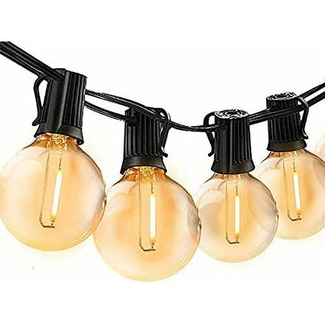 Cisea Guirlande Guinguette, G40 Guirlande Lumineuse Extérieur 15m LED Lumiere Extérieur Intérieur Guirlande, Blanc Chaud 46+4 Ampoule E12, Étanche IP45,Décoration de Noël Mariage Fête Jardin Patio