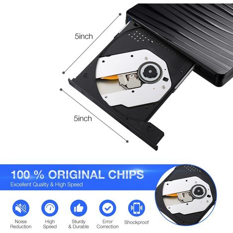 Graveur CD/DVD externe avec port USB 3.0/Type C (1/5)