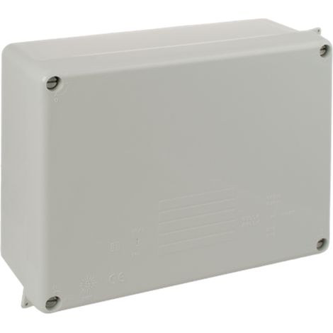 Caja estanca rectangular de conexión sin conos IP65/IK08 220x170x80mm/230x180x88mm con tapa de cierre con tornillos color gris S