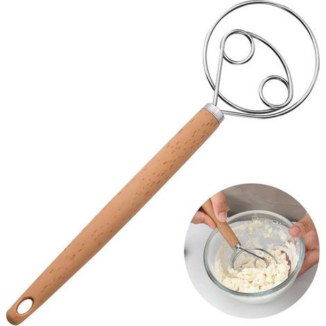 Frusta per impastare – Frusta – Strumento per mescolare – Per preparare vari tipi di pane – Acciaio inossidabile (1/5)