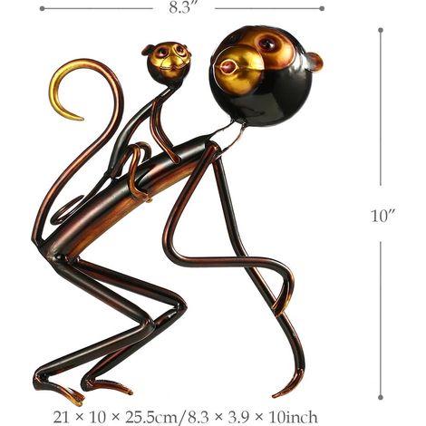 Sculpture en métal représentant un singe portant un bébé, sculpture en fer, sculpture abstraite, sculpture moderne, décoration intérieure, objet cadeau