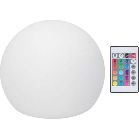 Boule lumineuse LED télécommandée 24 boutons, lampe sphérique RVB blanc, veilleuse 16 teintes réglables, 4 fonctions, Ø15 cm (1/4)
