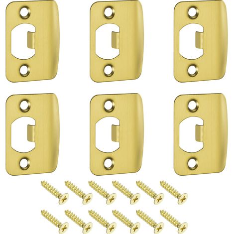 6pcs Plaque de Gâche de Porte D-Type 57x45mm Coin Arrondi, Doré (1/5)