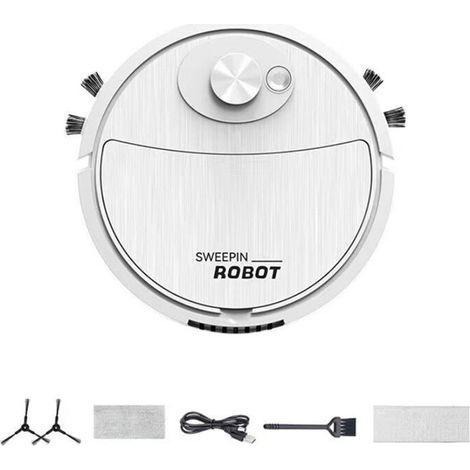 Robot de Nettoyage et de Balayage, Aspirateur Automatique, Ultra Fin, Silencieux, Machine de Nettoyage de Sols Durs, Blanc (1/3)