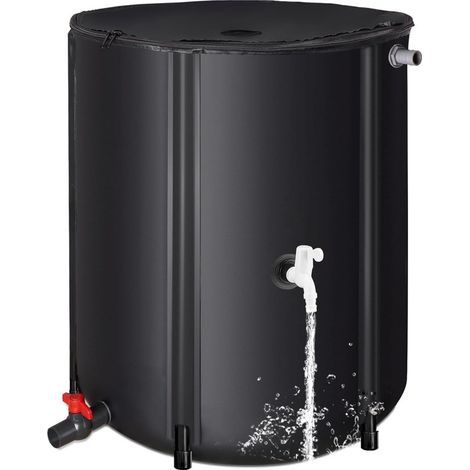 Regenwasserbehälter 50 L – Klappbarer PVC-Tank mit Wasserhahn, Entlüftungsventil & integriertem Filter, tragbares Sammel- und Speichersystem, witterungsbeständig, schwarz