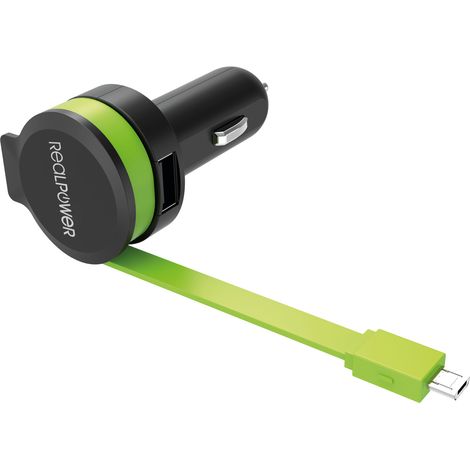 RealPower 257635 cargador de dispositivo móvil Universal Negro, Verde Encendedor de cigarrillos Auto (1/4)
