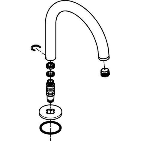 Grohe Auslauf für Zweigriffarmaturen, mit Rosette, drehbar, poliert, Cool Sunrise, 101280GL00