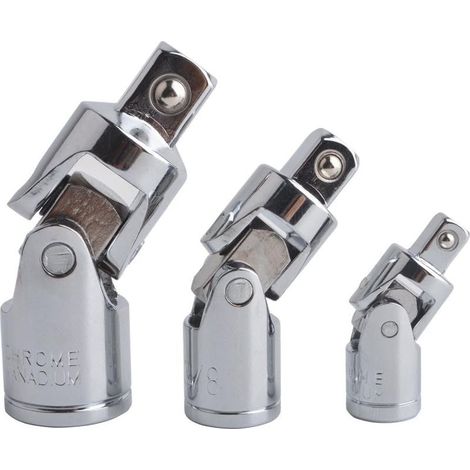 3 Pièces Argent 6,3mm/10mm/12,5mm Jeux de Cardan Douilles Joint Universel Impact Augmentateur Réducteur Adaptateur Pivotant Pour Moteur CR V Acier Fini Chromé (1/5)