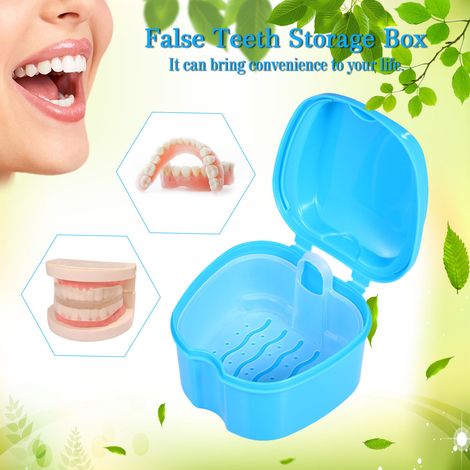 Boîte de bain pour prothèses dentaires, étui de stockage de fausses dents, conteneur de nettoyage, panier de rinçage, support d'appareil, plateau de support (1/3)