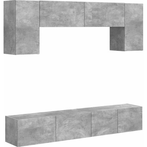 Set mobile TV 4 pcs Grigio cemento Legno multistrato vidaXL (1/5)