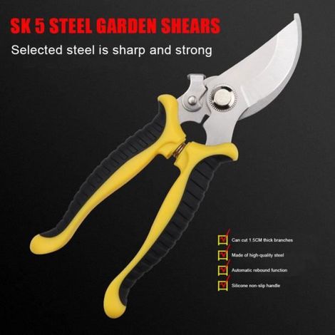 Sécateur - Acier SK5 - Poignées Ergonomiques Antidérapantes - Pour Taille de Branches et Jardinage - 190 mm - 1 Pièce (1/4)