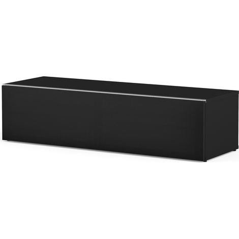 Meuble TV tissu acoustique et mélaminé noir Dallas 120cm