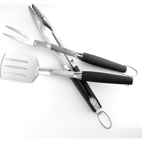 Filiyano-Ensemble d'ustensiles de barbecue haut de gamme - Compact, 3 pièces en acier inoxydable, comprenant une pince à barbecue et une spatule, avec (1/5)