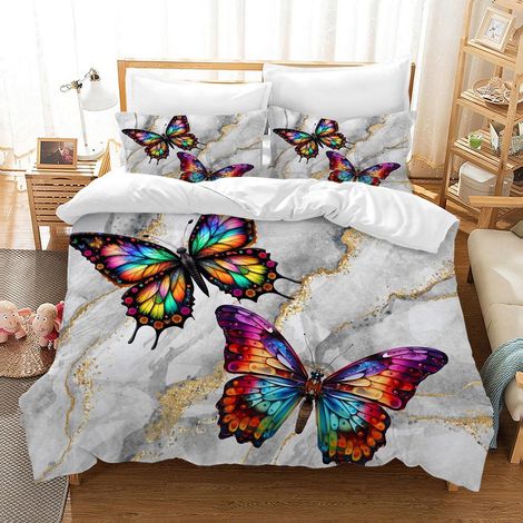 Bettwäsche Schmetterling 220x240 cm, Mikrofaser, mit Reißverschluss