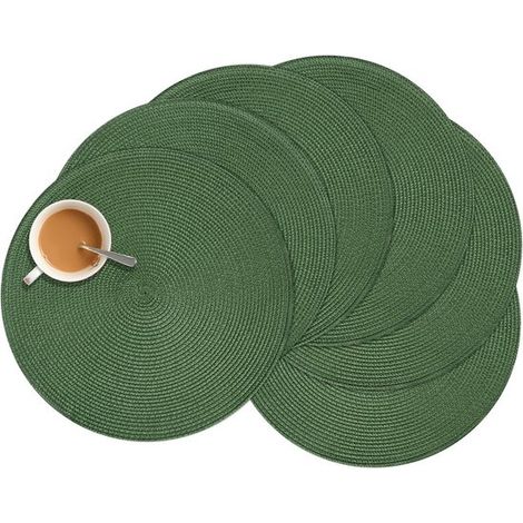 Runde Platzsets – Tischset – Tischdecken – Hitzebeständiges Gewebe – 6er-Set – Olivgrün (1/5)