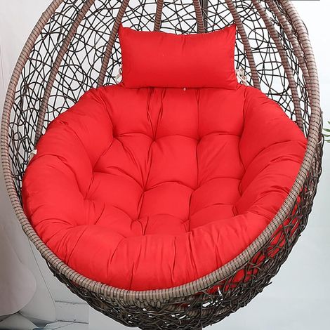 Coussin pour Fauteuil Suspendu avec Repose-Tête, Coussin de Siège Rond XXL pour Chaise Hamac Œuf, Tampon de Chaise Pivotante Rouge Uni, Duvet Moelleux 45x45 Pouces (1/5)