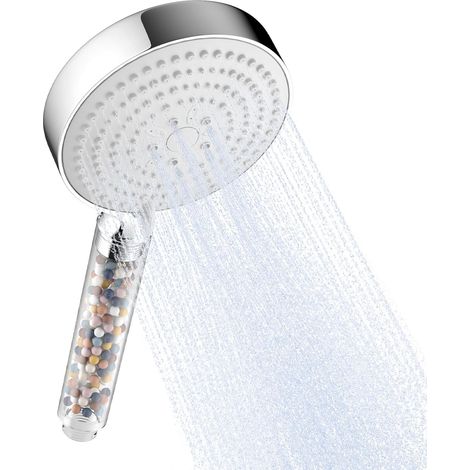 Pommeau de Douche Anti Calcaire, Pomme de Douche avec 6 Modes de Jet, Pommeau Douche Filtrant, Douchette Economie d'eau, Grande XXL(Φ130mm), Chrome (1/5)
