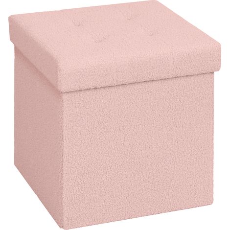 Versatile 37.6L Storage Ottoman: Cozy Pink Sherpa Fleece Footstool with Tufted Design, Foldable, Space-Saving, Easy Assembly, Maximum Load 120kg